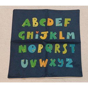 Dinosaur Alphabet Navy Decorative Throw Pillow Cover Kids Cotton Linen 18 x 18